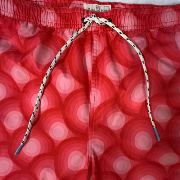 Psycho Bunny Mens XL Elgin Swim Trunks Shorts Neon Red Geometric Circles - Picture 5 of 14